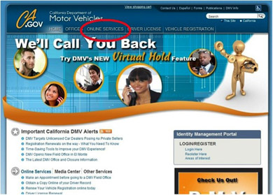 DMV home page